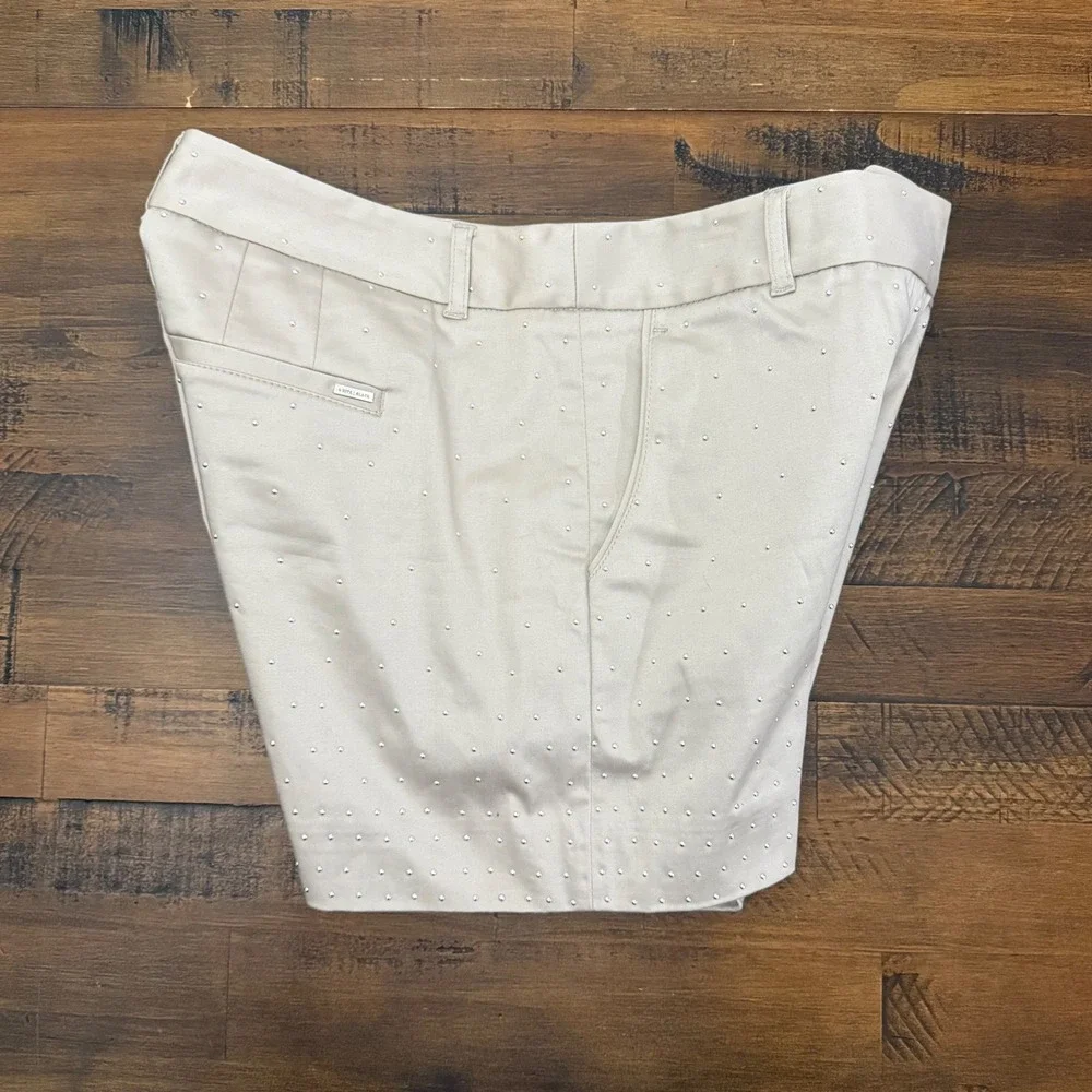 White House Black Market Studded‎ Chino Shorts Beige  Silver Studs 4